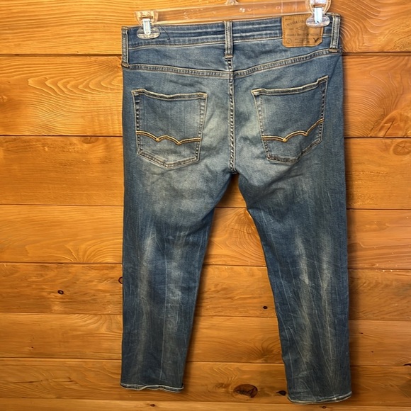 American Eagle Men’s Active Flex Jeans 30x32 Blue Distressed Denim Straight Y2K - Picture 4 of 7